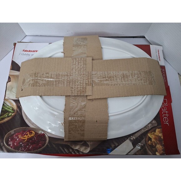 Fabulous Home Holiday Platter 18"x14" White Ceranmic Finish NIB Christmas Decor - Picture 7 of 7